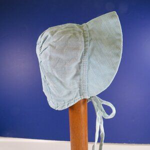 Baby Blue & White Bonnet Pin Stripe  with closed back & elastic neck 11" hat cap